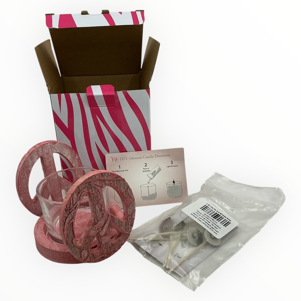 Pink Zebra Hippie Peace‎ sign shade with Candle Glass Wicks Instructions New